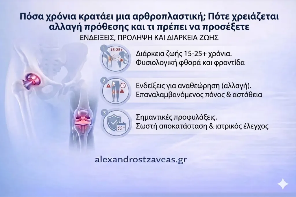 Πόσα χρόνια κρατάει μια αρθροπλαστική; Πότε χρειάζεται αλλαγή πρόθεσης και τι πρέπει να προσέξετε