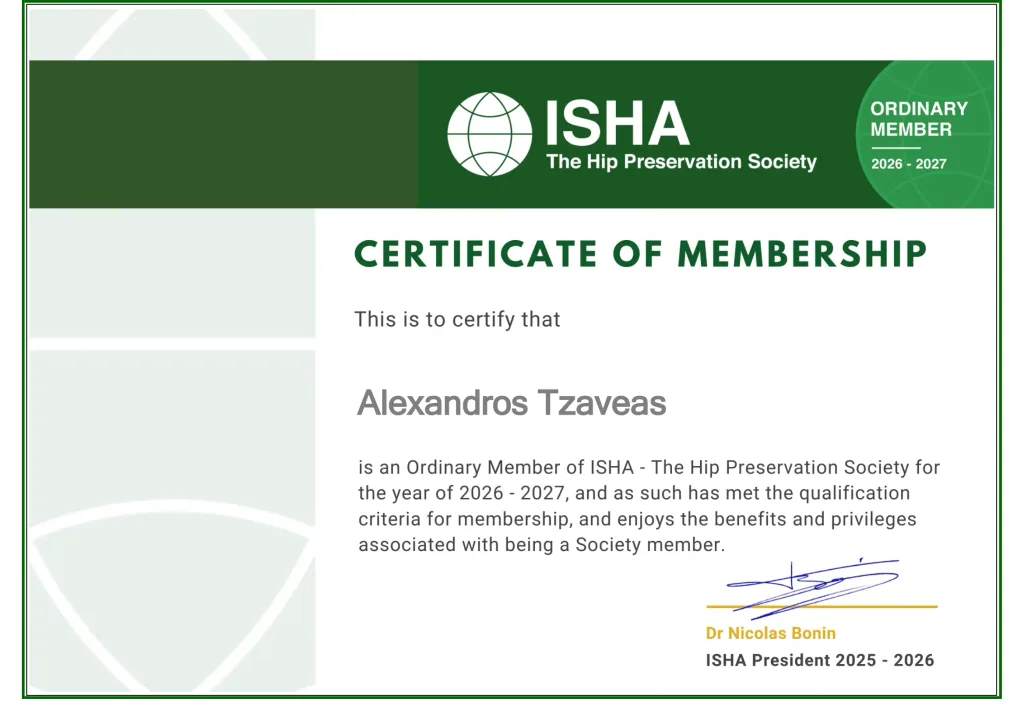 Ενεργό Μέλος της ISHA – The Hip Preservation Society