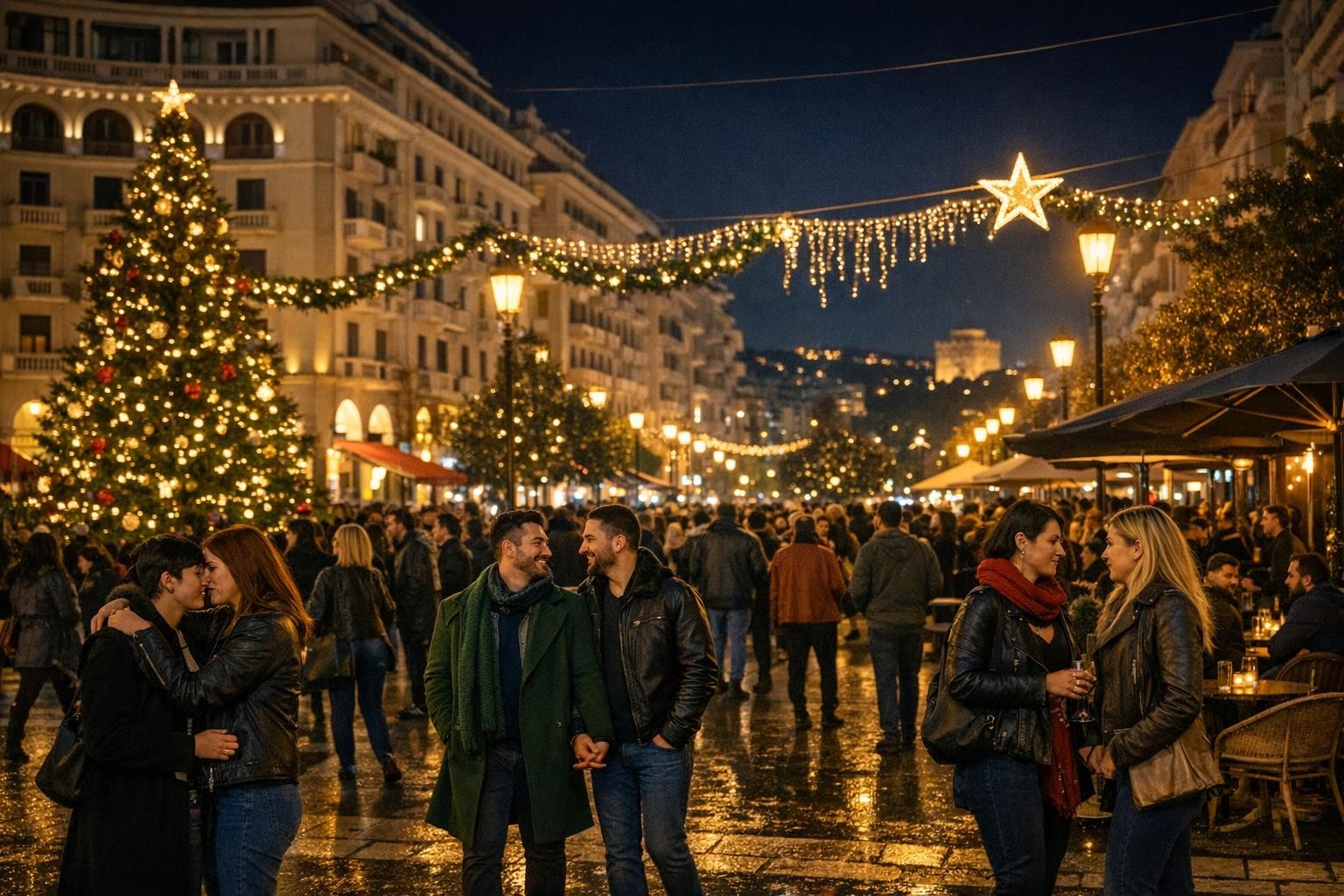 Christmas in Thessaloniki for queer friends: lights, strolls, and a night out at Enola